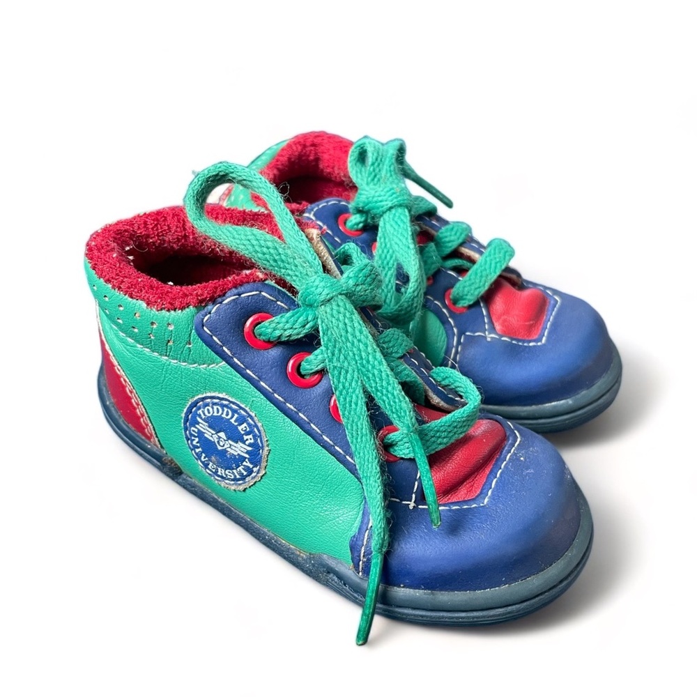 Vintage Toddler Universe Color-block Sneakers (green, blue & red) - Size 3